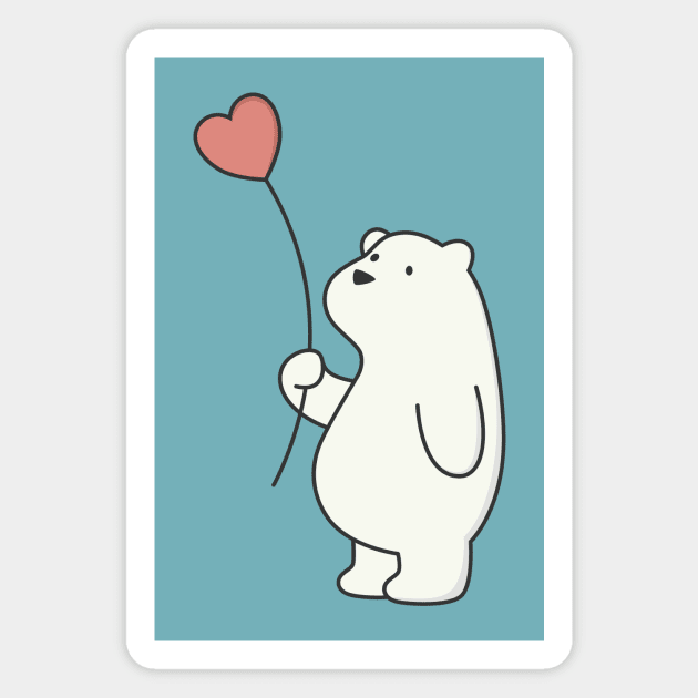 Kawaii Cute Polar Bear With Heart Magnet by wordsberry